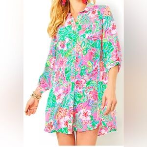 Lilly Pulitzer Natalie XS Cover-Up Shirtdress, Journey to the Jungle